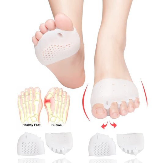 Metatarsal-Pads, Gel-Zehenspreizer, Ballenkorrektur-Polster, Zehenspacer, Ballenpolster, weich & atmungsaktiv, ideal für Morton-Neurom, Blasen, Diabetikerfüße, Hammerzehe, schnelle Schmerzlinderung – 2 Paar Weiß