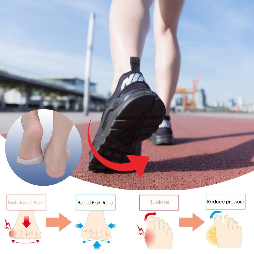 Metatarsal-Pads, Gel-Zehenspreizer, Ballenkorrektur-Polster, Zehenspacer, Ballenpolster, weich & atmungsaktiv, ideal für Morton-Neurom, Blasen, Diabetikerfüße, Hammerzehe, schnelle Schmerzlinderung – 2 Paar Weiß