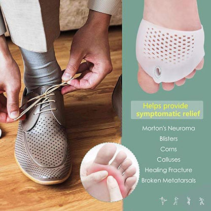 Metatarsal-Pads, Gel-Zehenspreizer, Ballenkorrektur-Polster, Zehenspacer, Ballenpolster, weich & atmungsaktiv, ideal für Morton-Neurom, Blasen, Diabetikerfüße, Hammerzehe, schnelle Schmerzlinderung – 2 Paar Weiß