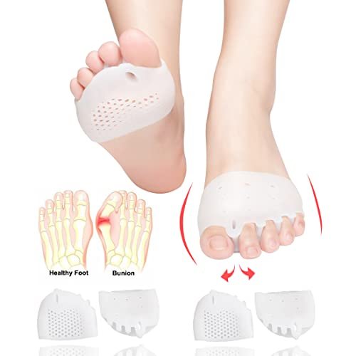Metatarsal-Pads, Gel-Zehenspreizer, Ballenkorrektur-Polster, Zehenspacer, Ballenpolster, weich & atmungsaktiv, ideal für Morton-Neurom, Blasen, Diabetikerfüße, Hammerzehe, schnelle Schmerzlinderung – 2 Paar Weiß