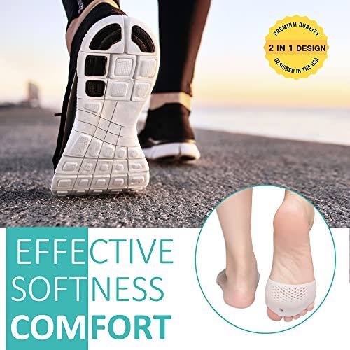 Metatarsal-Pads, Gel-Zehenspreizer, Ballenkorrektur-Polster, Zehenspacer, Ballenpolster, weich & atmungsaktiv, ideal für Morton-Neurom, Blasen, Diabetikerfüße, Hammerzehe, schnelle Schmerzlinderung – 2 Paar Weiß