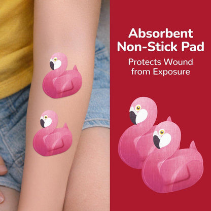 BioSwiss Pflaster, Flamingo-förmige selbstklebende Pflaster, Latexfrei, Sterile Wundversorgung, 24 Stück