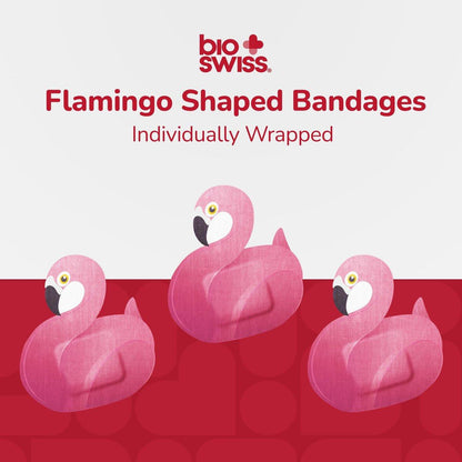 BioSwiss Pflaster, Flamingo-förmige selbstklebende Pflaster, Latexfrei, Sterile Wundversorgung, 24 Stück