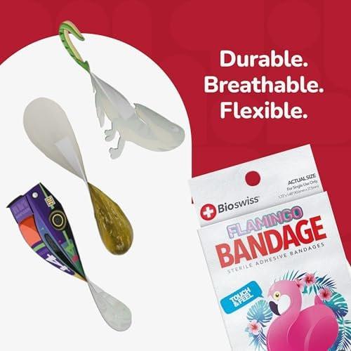 BioSwiss Pflaster, Flamingo-förmige selbstklebende Pflaster, Latexfrei, Sterile Wundversorgung, 24 Stück