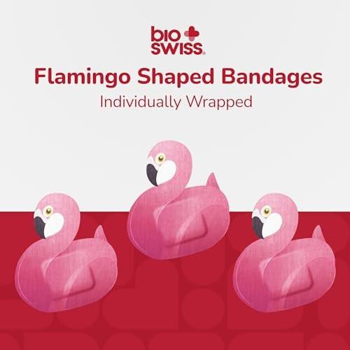 BioSwiss Pflaster, Flamingo-förmige selbstklebende Pflaster, Latexfrei, Sterile Wundversorgung, 24 Stück