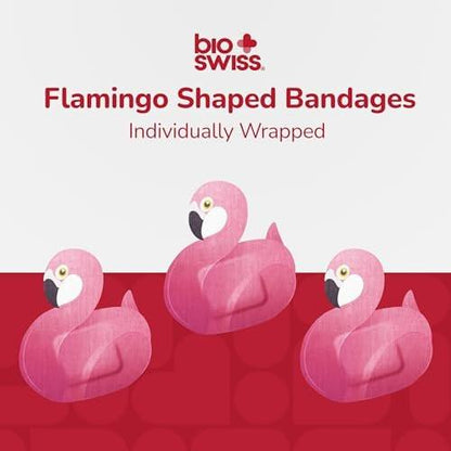 BioSwiss Pflaster, Flamingo-förmige selbstklebende Pflaster, Latexfrei, Sterile Wundversorgung, 24 Stück