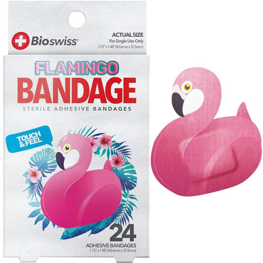 BioSwiss Pflaster, Flamingo-förmige selbstklebende Pflaster, Latexfrei, Sterile Wundversorgung, 24 Stück