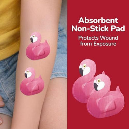 BioSwiss Pflaster, Flamingo-förmige selbstklebende Pflaster, Latexfrei, Sterile Wundversorgung, 24 Stück