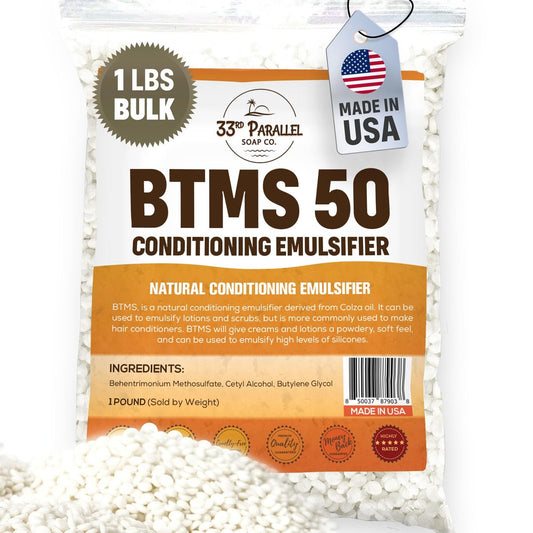 33rd PARALLEL | BTMS 50 (1 Pfund / 16 Unzen) Konditionierender Emulgator | 100 % natürlich, pflanzlich | Behentrimonium Methosulfat & Cetearylalkohol Emulgierender Conditioner | Hergestellt in den USA (1 POUND)