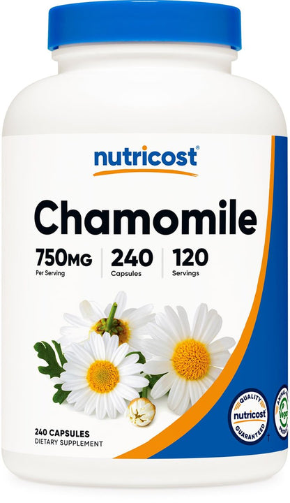 Nutricost Kamille 750mg, 240 Kapseln, 120 Portionen - Vegan, Nicht-GVO, Glutenfrei