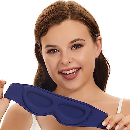 ALASKA BEAR Schlafmaske für Seitenschläfer - Patentiertes Design, becherförmig und extra weich, 100% Lichtundurchlässig, für zu Hause oder Reisen, waschmaschinenfest, Colbot Blau