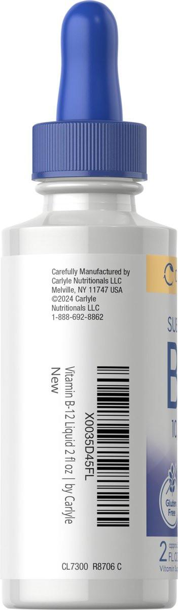 Carlyle Vitamin B12 Sublingual Liquid Tropfen | 10.000 mcg | 60 ml | Vegetarisch, Nicht-GVO, Glutenfrei