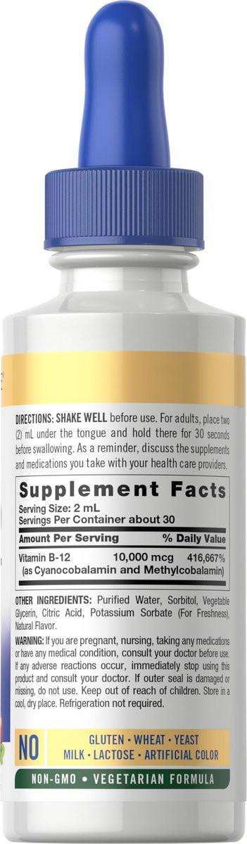 Carlyle Vitamin B12 Sublingual Liquid Tropfen | 10.000 mcg | 60 ml | Vegetarisch, Nicht-GVO, Glutenfrei