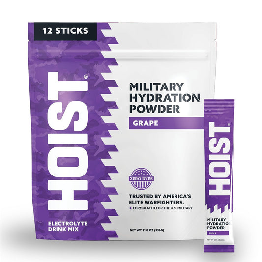 HOIST Electrolyte Drink Mix Pulversticks – Schnelle Rehydrierung, Militärische Hydratationsformel – Traube (12 Einzelportionen)