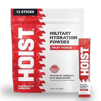 HOIST Electrolyt-Getränkepulver-Sticks – Schnelle Rehydrierung, Militär-Hydratationsformel – Fruchtpunsch (12 Einzelpackungen)