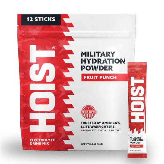 HOIST Electrolyt-Getränkepulver-Sticks – Schnelle Rehydrierung, Militär-Hydratationsformel – Fruchtpunsch (12 Einzelpackungen)