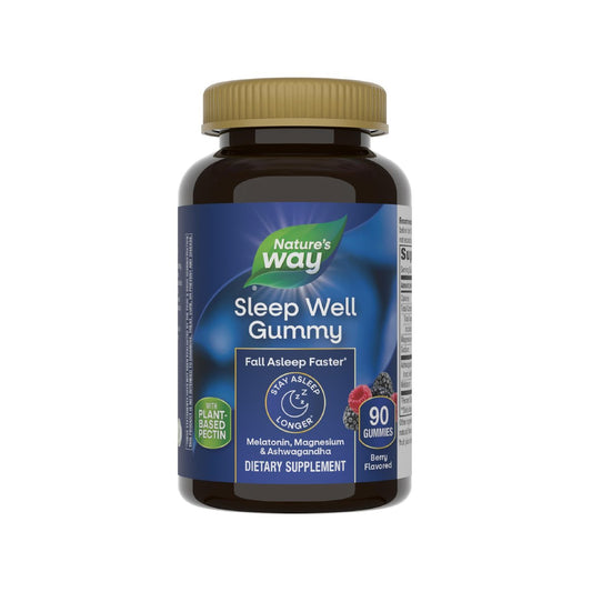 Nature's Way Sleep Well Gummis mit Melatonin, Magnesium und Ashwagandha – Schlafunterstützung für Erwachsene*, Beerengeschmack, 90 Gummis