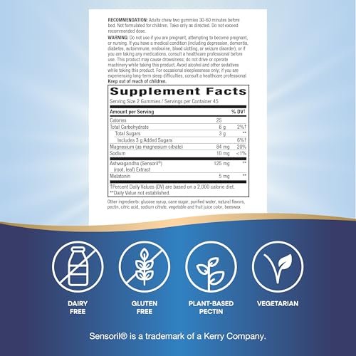 Nature's Way Sleep Well Gummis mit Melatonin, Magnesium und Ashwagandha – Schlafunterstützung für Erwachsene*, Beerengeschmack, 90 Gummis