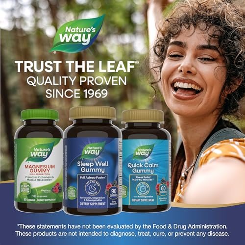 Nature's Way Sleep Well Gummis mit Melatonin, Magnesium und Ashwagandha – Schlafunterstützung für Erwachsene*, Beerengeschmack, 90 Gummis