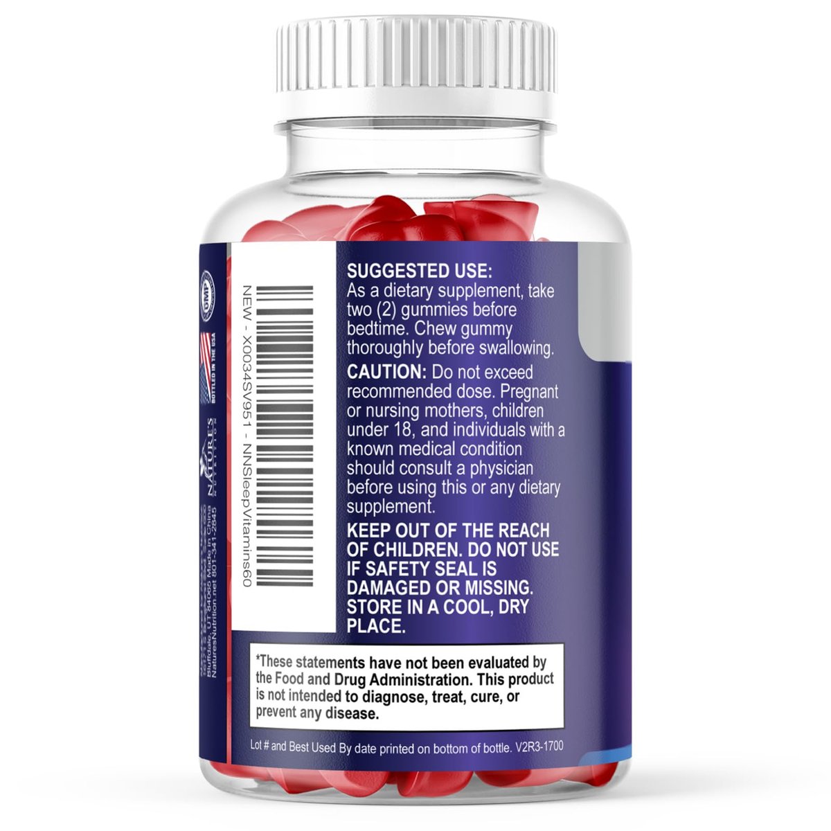 Nature's Nutrition Schlafgummis mit Melatonin 12 mg pro Portion - Extra starke Schlafvitamingummis, natürliche Melamingummis, gelegentliche Schlafunterstützung für Erwachsene, vegan, Gomitas para Dormir - 60 Gummis