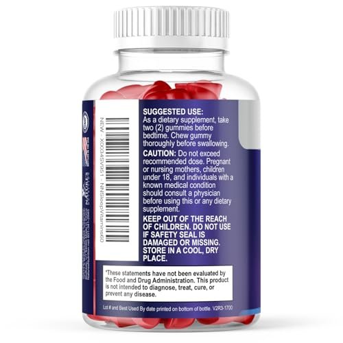 Nature's Nutrition Schlafgummis mit Melatonin 12 mg pro Portion - Extra starke Schlafvitamingummis, natürliche Melamingummis, gelegentliche Schlafunterstützung für Erwachsene, vegan, Gomitas para Dormir - 60 Gummis