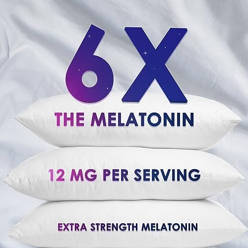 Nature's Nutrition Schlafgummis mit Melatonin 12 mg pro Portion - Extra starke Schlafvitamingummis, natürliche Melamingummis, gelegentliche Schlafunterstützung für Erwachsene, vegan, Gomitas para Dormir - 60 Gummis