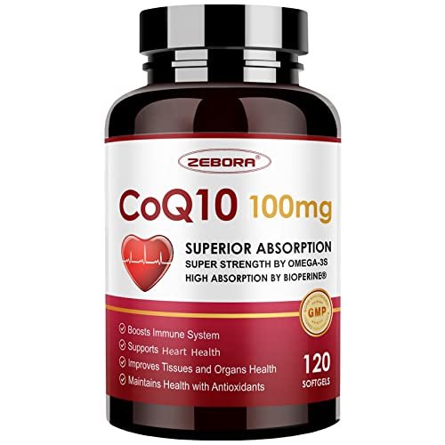 ZEBORA CoQ10 100 mg Weichkapseln mit PQQ, BioPerin & Omega-3 – Hochabsorbierendes Coenzym Q10, Starkes Antioxidans, Unterstützt Herz & Energieproduktion, 120 Portionen, Nicht-GVO