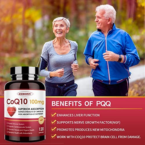 ZEBORA CoQ10 100 mg Weichkapseln mit PQQ, BioPerin & Omega-3 – Hochabsorbierendes Coenzym Q10, Starkes Antioxidans, Unterstützt Herz & Energieproduktion, 120 Portionen, Nicht-GVO