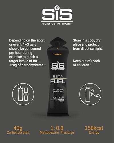 Science in Sport BETA Fuel Gel - Dual-Quellen-Energiegel - Isotonischer Gel - Schnell absorbierende Kohlenhydrat-Energie - Sporternährung - Magenschonend - Tragbar - Orangengeschmack - 6er-Pack