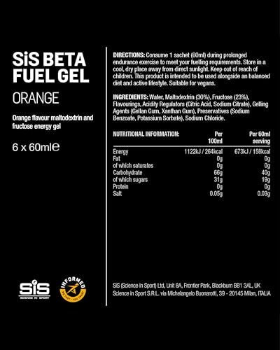 Science in Sport BETA Fuel Gel - Dual-Quellen-Energiegel - Isotonischer Gel - Schnell absorbierende Kohlenhydrat-Energie - Sporternährung - Magenschonend - Tragbar - Orangengeschmack - 6er-Pack
