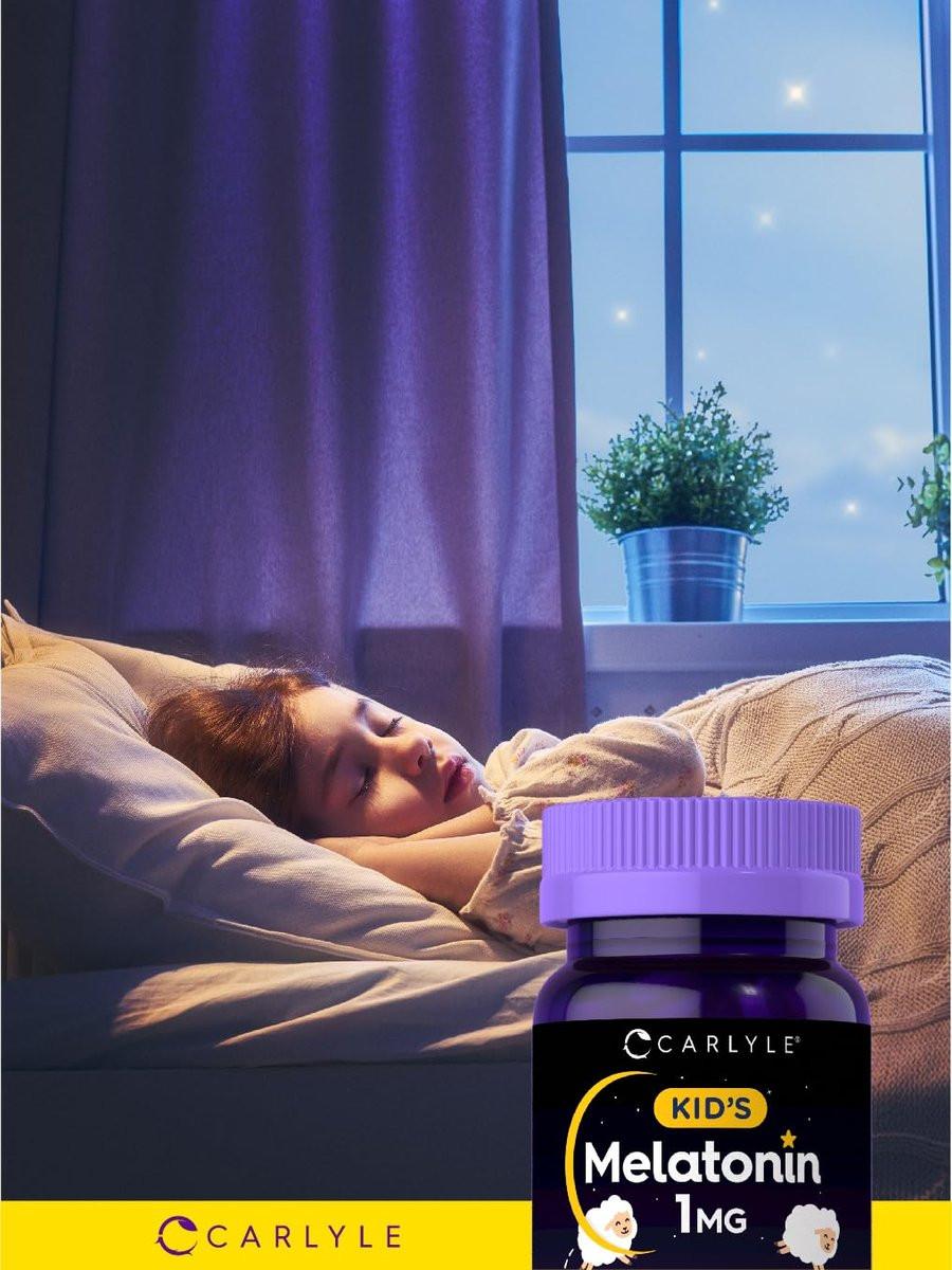 Carlyle Kinder Melatonin 1mg | 120 Kautabletten | Fruchtgeschmack | Vegetarisches Nahrungsergänzungsmittel | Non-GMO, Glutenfrei