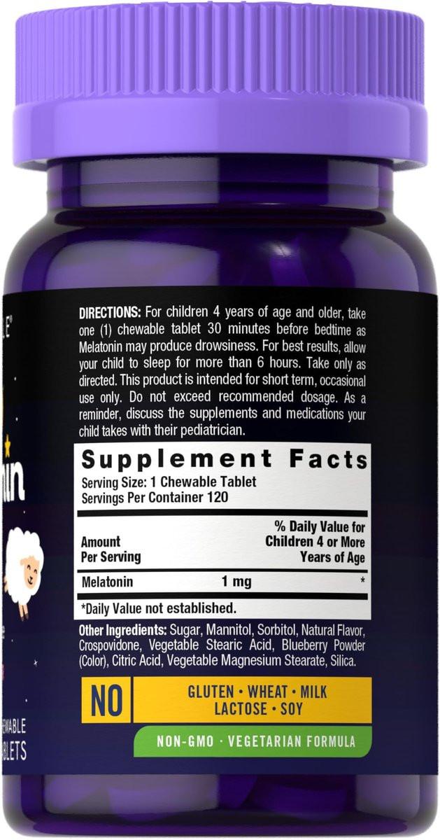 Carlyle Kinder Melatonin 1mg | 120 Kautabletten | Fruchtgeschmack | Vegetarisches Nahrungsergänzungsmittel | Non-GMO, Glutenfrei