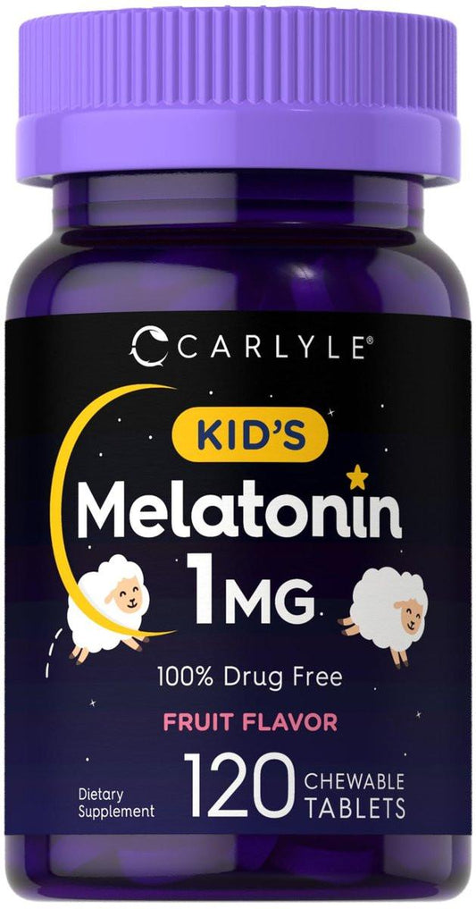 Carlyle Kinder Melatonin 1mg | 120 Kautabletten | Fruchtgeschmack | Vegetarisches Nahrungsergänzungsmittel | Non-GMO, Glutenfrei