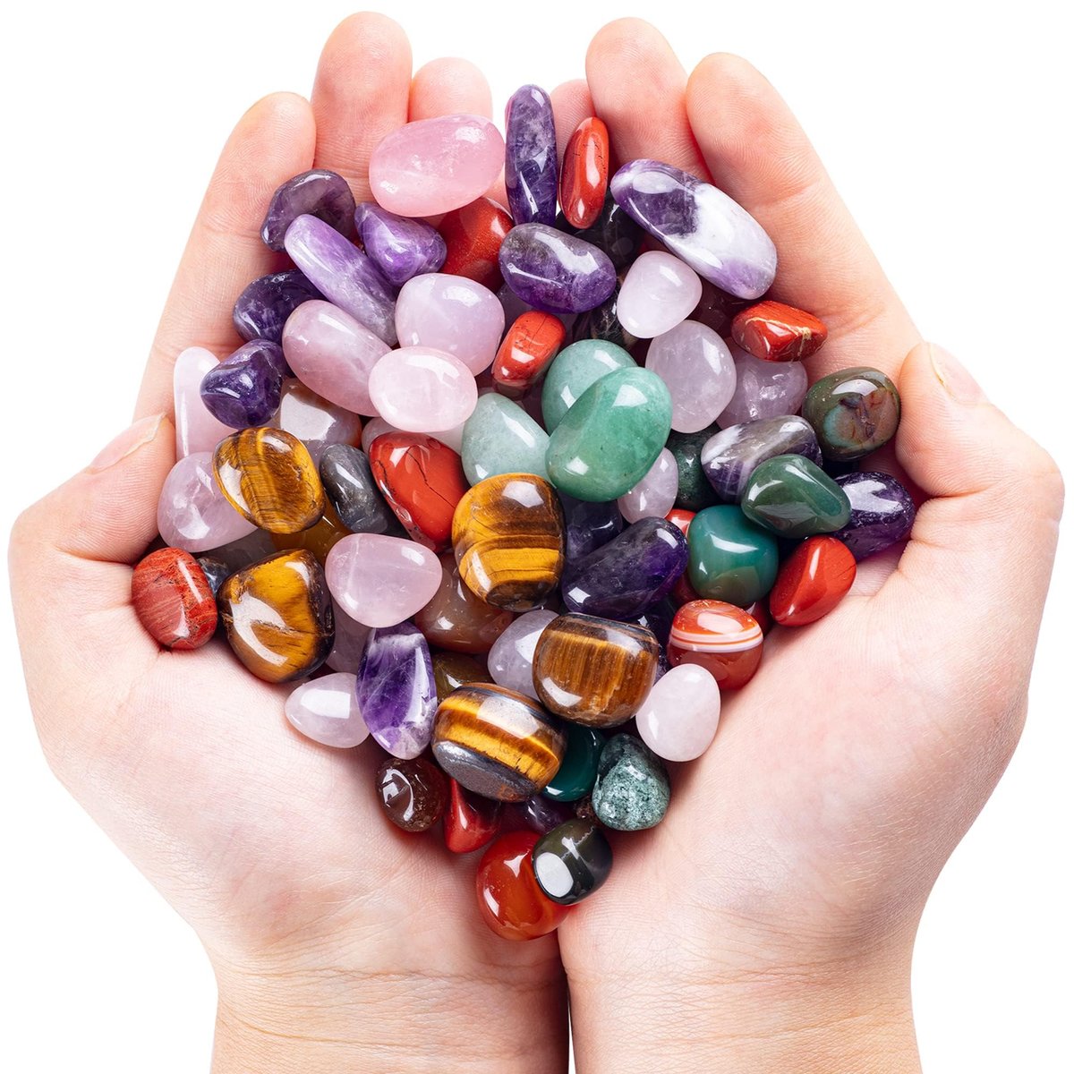 FORBY 1,36 kg Natürliche Bulk-Mischung Tumbled Poliersteine Kristallset Echte Rohsteine für Wohnkultur Reiki Geschenke Energietherapie Anfänger Größe 15 mm