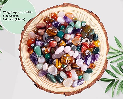 FORBY 1,36 kg Natürliche Bulk-Mischung Tumbled Poliersteine Kristallset Echte Rohsteine für Wohnkultur Reiki Geschenke Energietherapie Anfänger Größe 15 mm