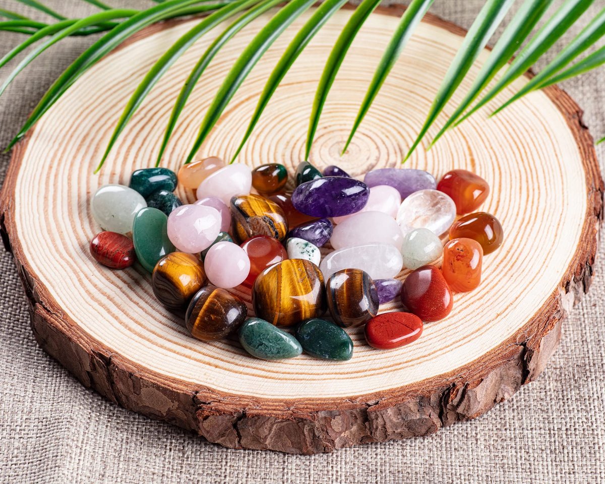 FORBY 1,36 kg Natürliche Bulk-Mischung Tumbled Poliersteine Kristallset Echte Rohsteine für Wohnkultur Reiki Geschenke Energietherapie Anfänger Größe 15 mm