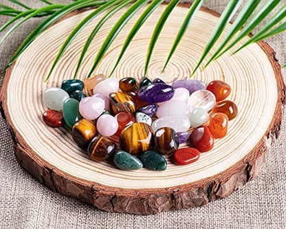 FORBY 1,36 kg Natürliche Bulk-Mischung Tumbled Poliersteine Kristallset Echte Rohsteine für Wohnkultur Reiki Geschenke Energietherapie Anfänger Größe 15 mm