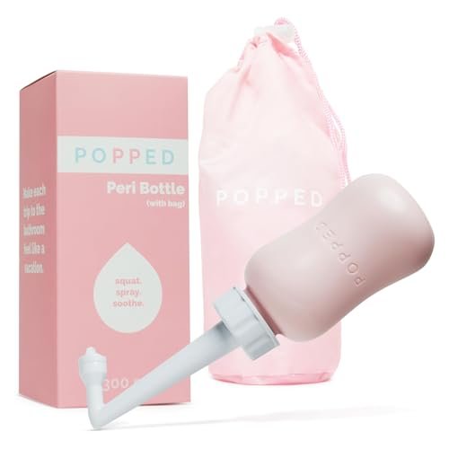 Popped Upside Down Peri Flasche für die Wochenbettpflege | FSA HSA geeignet | Perineale Waschflasche für Dammschnitt, Hämorrhoiden & Dammriss Heilung | Tragbares Bidet | Pink, 295 ml
