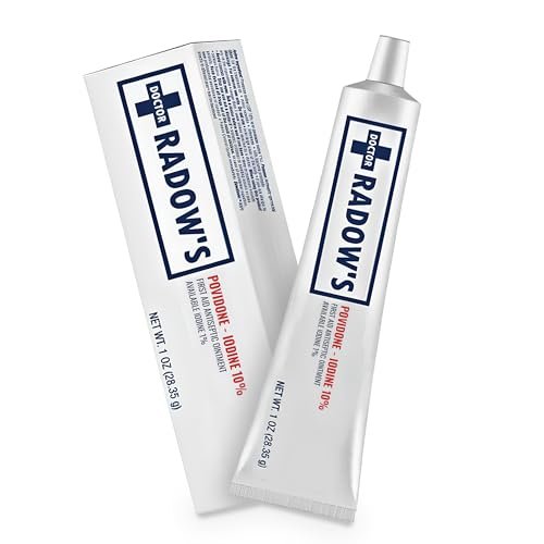 Doctor Radow’s Povidon-Iod Antiseptische Salbe – 10% Povidon-Iod, ohne Antibiotika, für Wunden, Verbrennungen, Schnitte & mehr, fördert schnellere Heilung, für den Haus- und Medizingebrauch, 28,35 g (1 Unze)