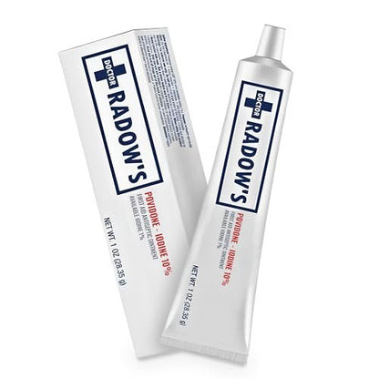 Doctor Radow’s Povidon-Iod Antiseptische Salbe – 10% Povidon-Iod, ohne Antibiotika, für Wunden, Verbrennungen, Schnitte & mehr, fördert schnellere Heilung, für den Haus- und Medizingebrauch, 28,35 g (1 Unze)