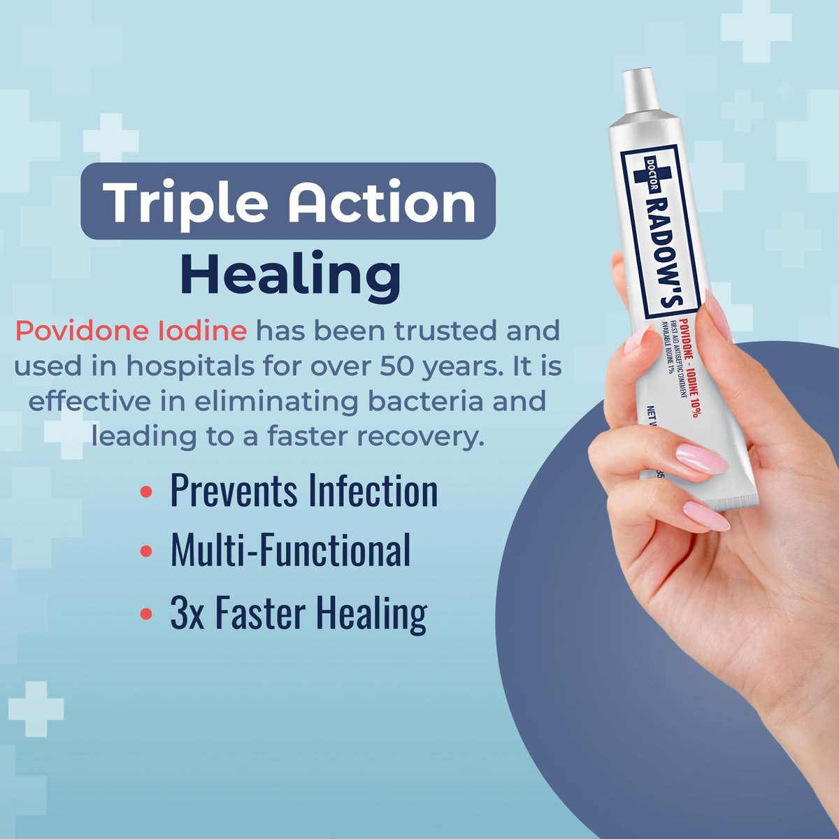 Doctor Radow’s Povidon-Iod Antiseptische Salbe – 10% Povidon-Iod, ohne Antibiotika, für Wunden, Verbrennungen, Schnitte & mehr, fördert schnellere Heilung, für den Haus- und Medizingebrauch, 28,35 g (1 Unze)