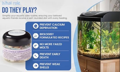 KatsAquatics Unlimited Edition Calcium – 3 Geschmacksrichtungen in einem Glas, für starke Panzer, gesunde Häutungen, 100% natürlich, löst sich nicht in Wasser, schnell sinkend für Garnelen, Schnecken & mehr! Biologe hergestellt in USA