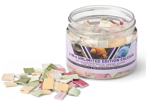 KatsAquatics Unlimited Edition Calcium – 3 Geschmacksrichtungen in einem Glas, für starke Panzer, gesunde Häutungen, 100% natürlich, löst sich nicht in Wasser, schnell sinkend für Garnelen, Schnecken & mehr! Biologe hergestellt in USA