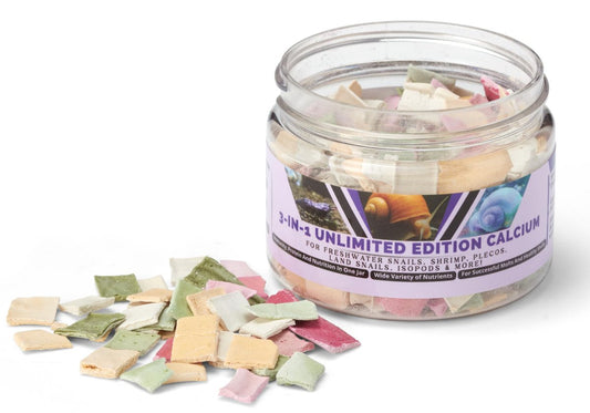 KatsAquatics Unlimited Edition Calcium – 3 Geschmacksrichtungen in einem Glas, für starke Panzer, gesunde Häutungen, 100% natürlich, löst sich nicht in Wasser, schnell sinkend für Garnelen, Schnecken & mehr! Biologe hergestellt in USA
