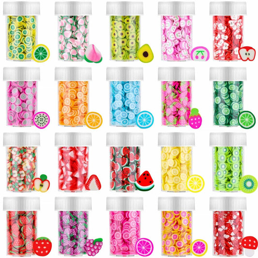16.000 Stück Frucht-Nagelkunst-Scheiben, Acejoz 20 Stile Fimo-Scheiben 3D Polymer-Scheiben für Slime, Lipgloss-Herstellung, Harz und Nageldekorationen
