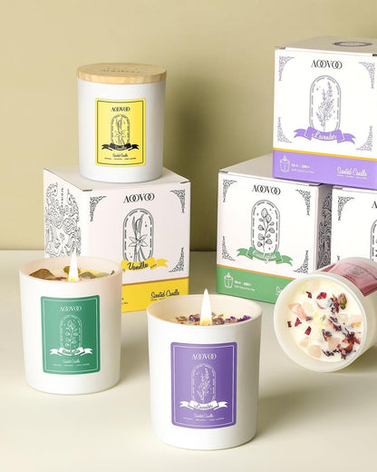AOOVOO Lavendel-Duftkerzen für Frauen – Aromatherapie-Kerze mit Kristallen im Inneren, 10 oz Sojakerze für Zuhause, Geburtstagsgeschenk Muttertag Kerze für Frauen Mama