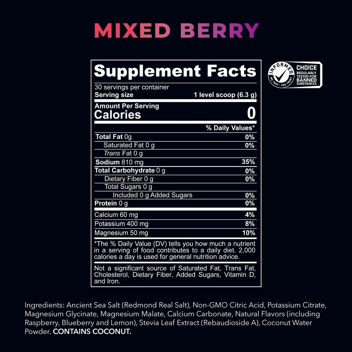 REDMOND Re-Lyte Elektrolyt-Mischgetränk, gemischte Beeren, 30 Portionen, 6,88 oz Glas