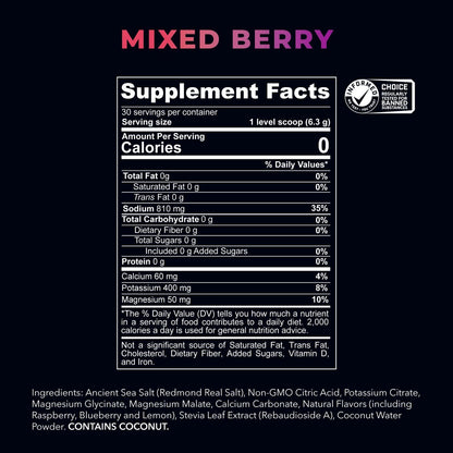 REDMOND Re-Lyte Elektrolyt-Mischgetränk, gemischte Beeren, 30 Portionen, 6,88 oz Glas