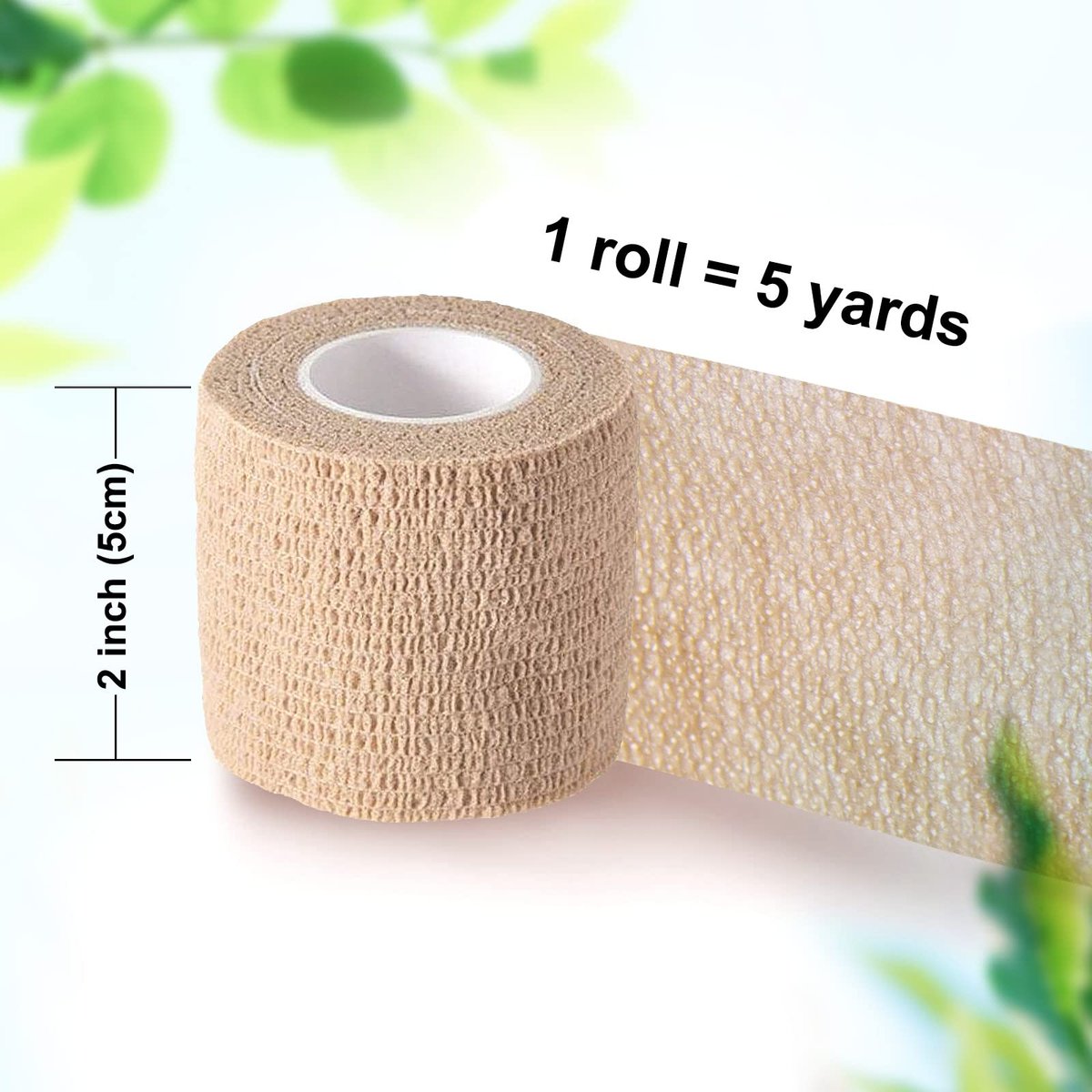Selbstklebende Bandage-Wickel, Selbsthaftende Bandage, Vet Wrap für Hunde, Kohäsive Wickelbandagen für Sport, Erste Hilfe, Handgelenk, Knöchel, 4er-Pack, 2 Zoll