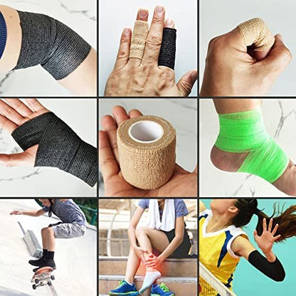 Selbstklebende Bandage-Wickel, Selbsthaftende Bandage, Vet Wrap für Hunde, Kohäsive Wickelbandagen für Sport, Erste Hilfe, Handgelenk, Knöchel, 4er-Pack, 2 Zoll